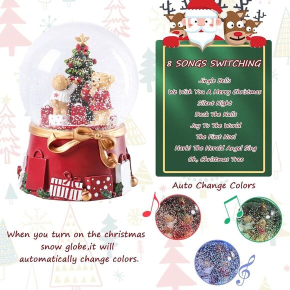 Christmas Snow Globe Christmas Tree with Bear  (No Auto Snowflake) - Picture 6 of 8